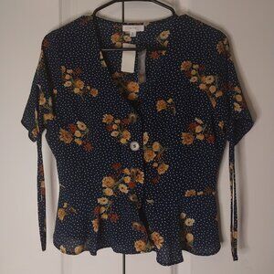 Woman's Flower Polka Dot Blouse